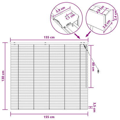 Venetian Blind Black 155 x 130 cm 35 mm Solid Paulownia Wood
