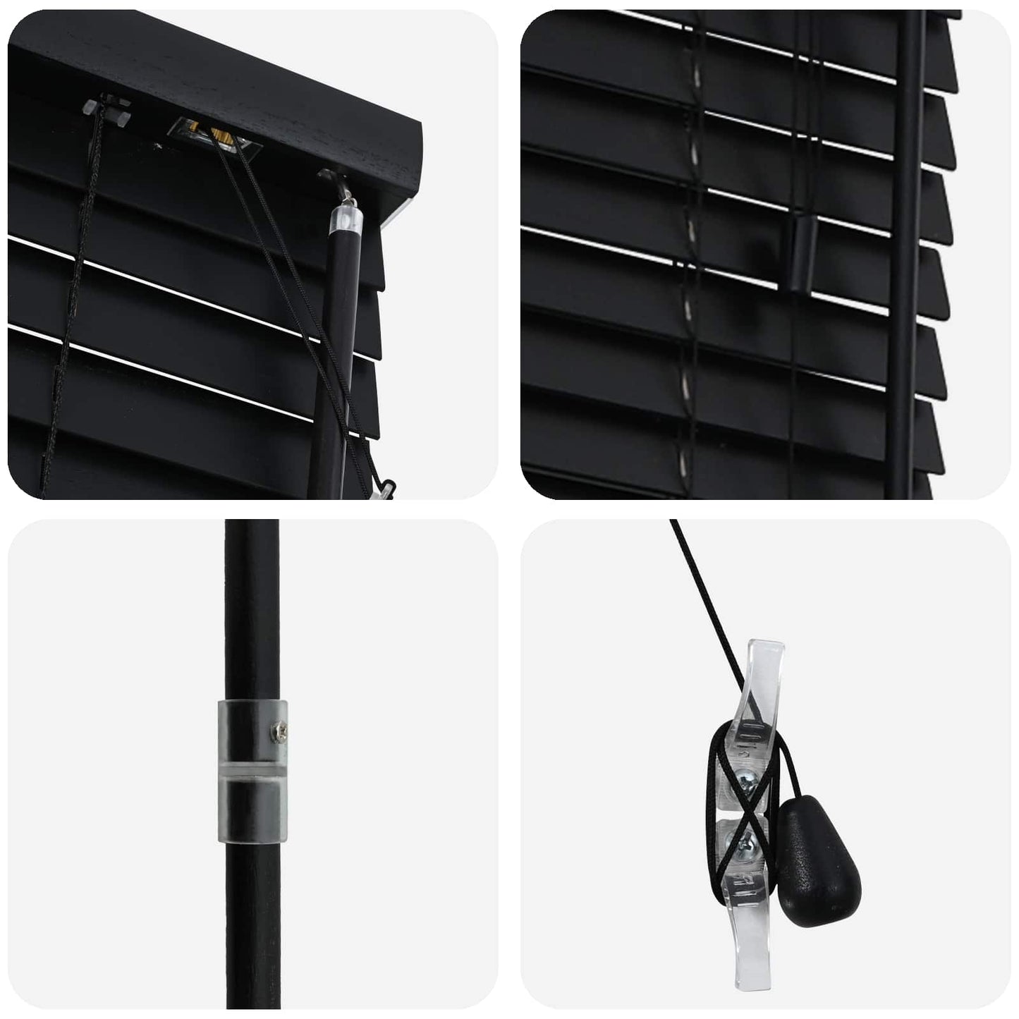 Venetian Blind Black 50 x 160 cm 35 mm Solid Paulownia Wood