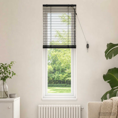 Venetian Blind Black 60 x 160 cm 35 mm Solid Paulownia Wood