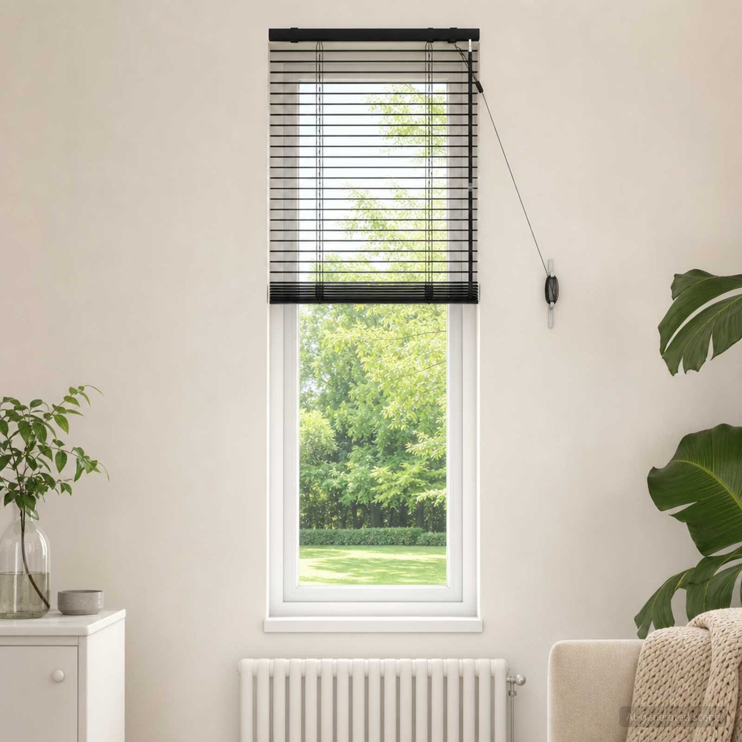 Venetian Blind Black 65 x 160 cm 35 mm Solid Paulownia Wood