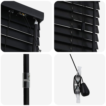 Venetian Blind Black 70 x 160 cm 35 mm Solid Paulownia Wood