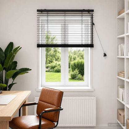 Venetian Blind Black 70 x 160 cm 35 mm Solid Paulownia Wood