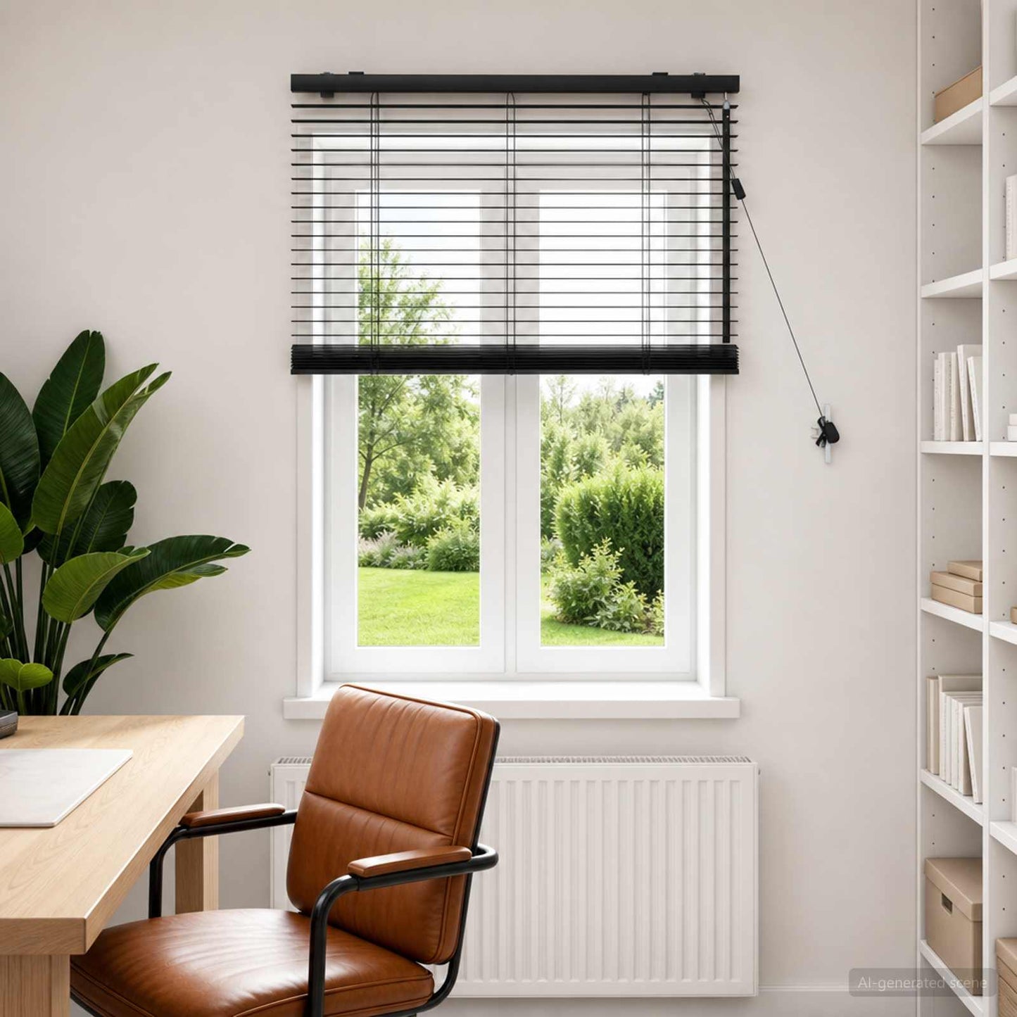 Venetian Blind Black 85 x 160 cm 35 mm Solid Paulownia Wood