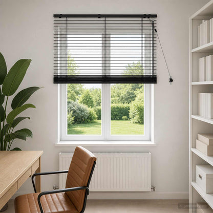 Venetian Blind Black 100 x 160 cm 35 mm Solid Paulownia Wood