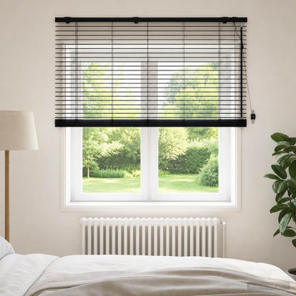 Venetian Blind Black 125 x 160 cm 35 mm Solid Paulownia Wood