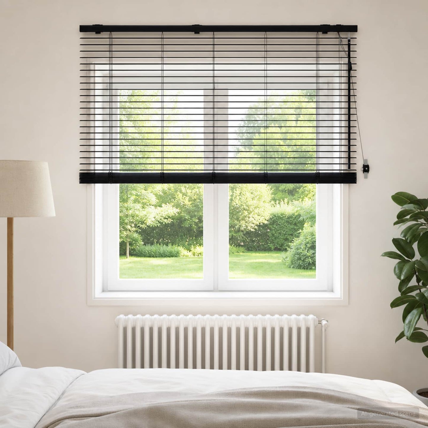 Venetian Blind Black 130 x 160 cm 35 mm Solid Paulownia Wood