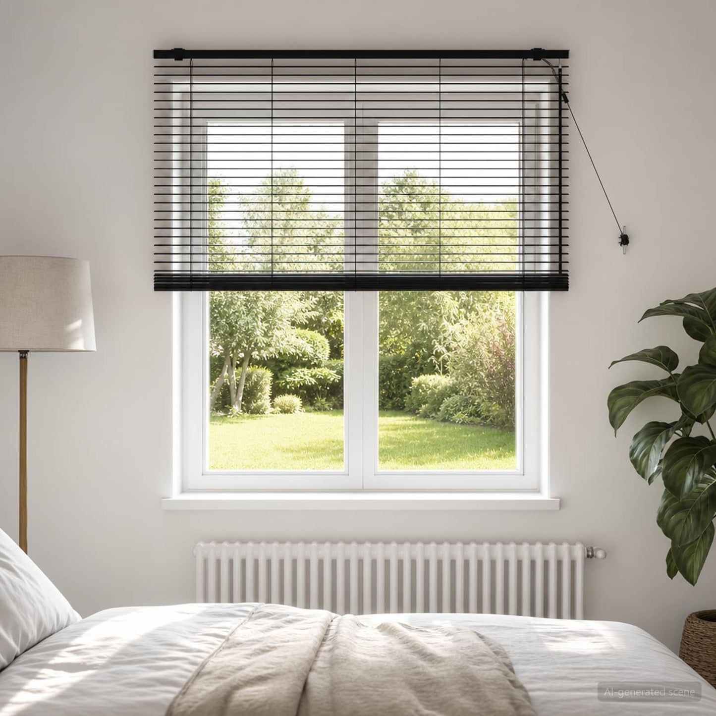 Venetian Blind Black 150 x 160 cm 35 mm Solid Paulownia Wood