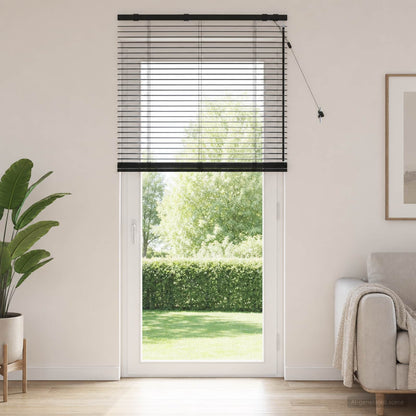 Venetian Blind Black 80 x 250 cm 35 mm Solid Paulownia Wood