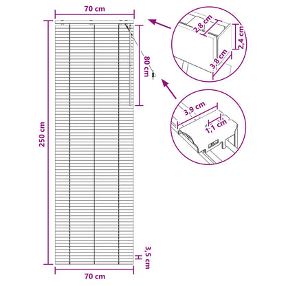 Venetian Blind Black 70 x 250 cm 35 mm Solid Paulownia Wood