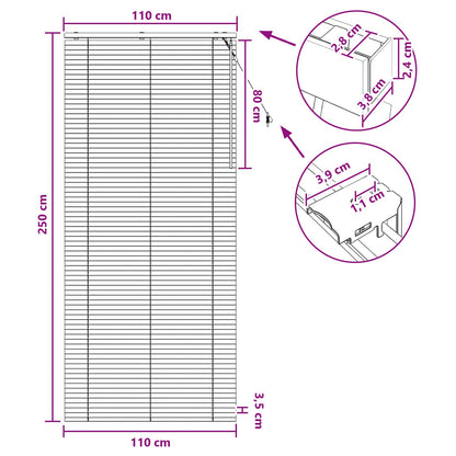 Venetian Blind Black 110 x 250 cm 35 mm Solid Paulownia Wood