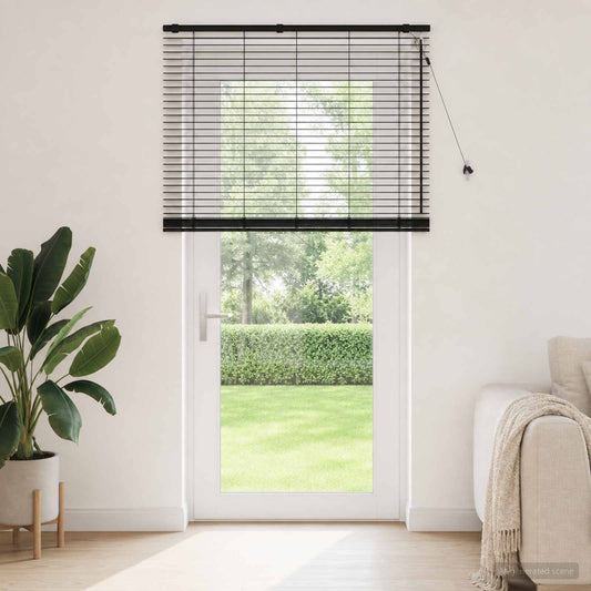 Venetian Blind Black 130 x 250 cm 35 mm Solid Paulownia Wood
