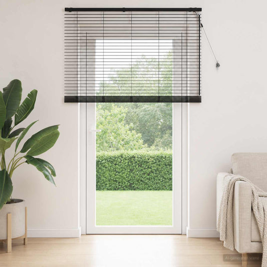 Venetian Blind Black 155 x 250 cm 35 mm Solid Paulownia Wood