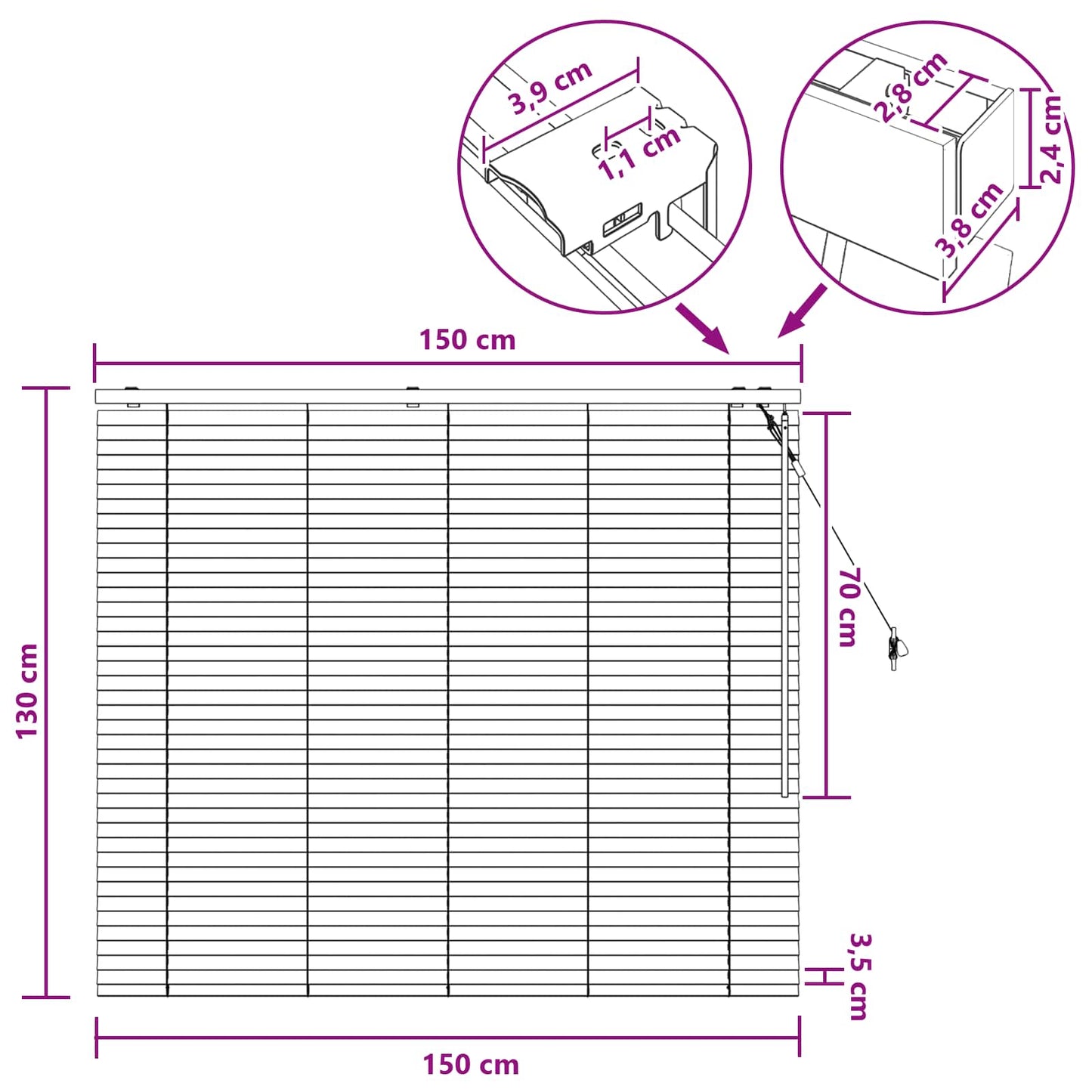 Venetian Blind Dark Brown 150 x 130 cm 35 mm