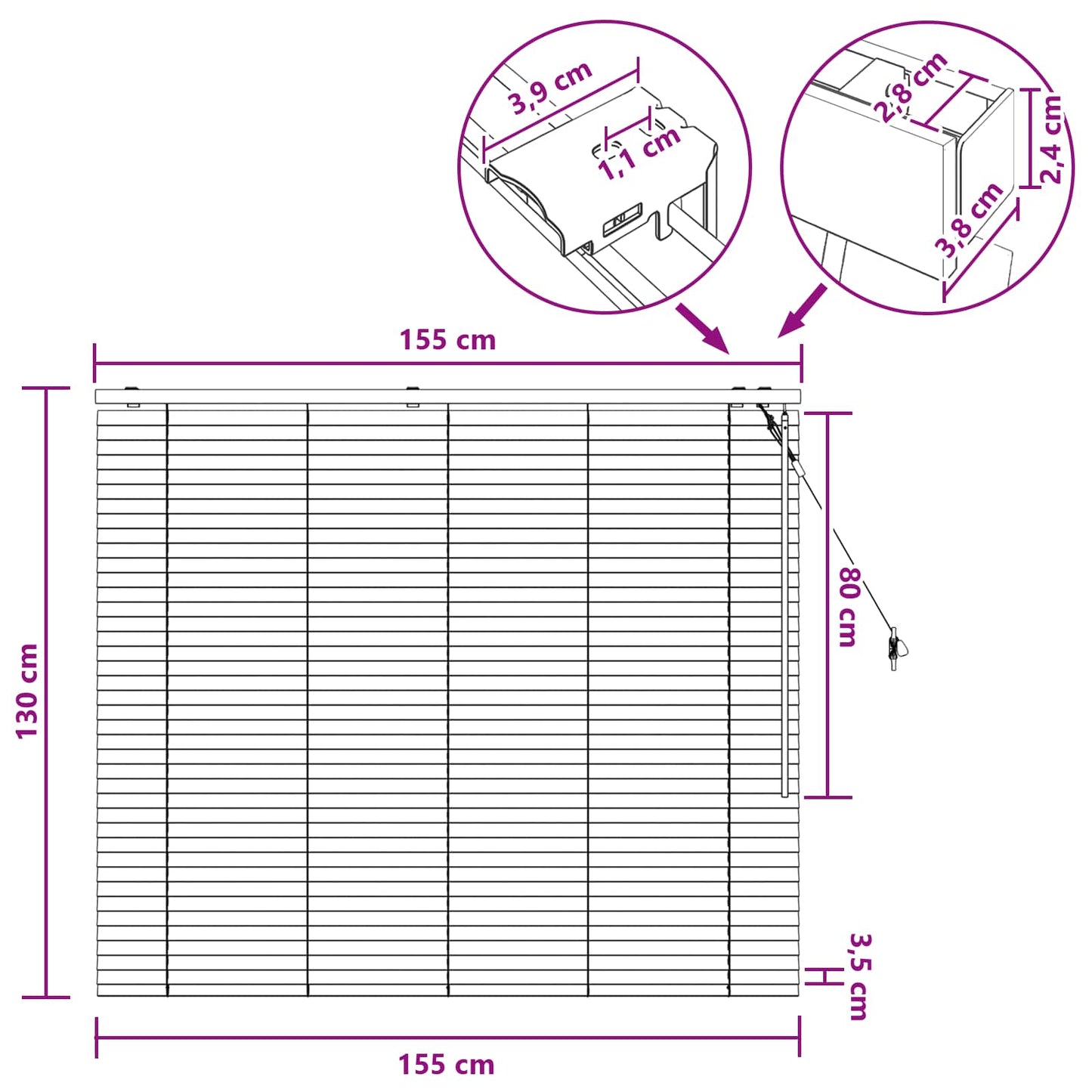 Venetian Blind Dark Brown 155 x 130 cm 35 mm