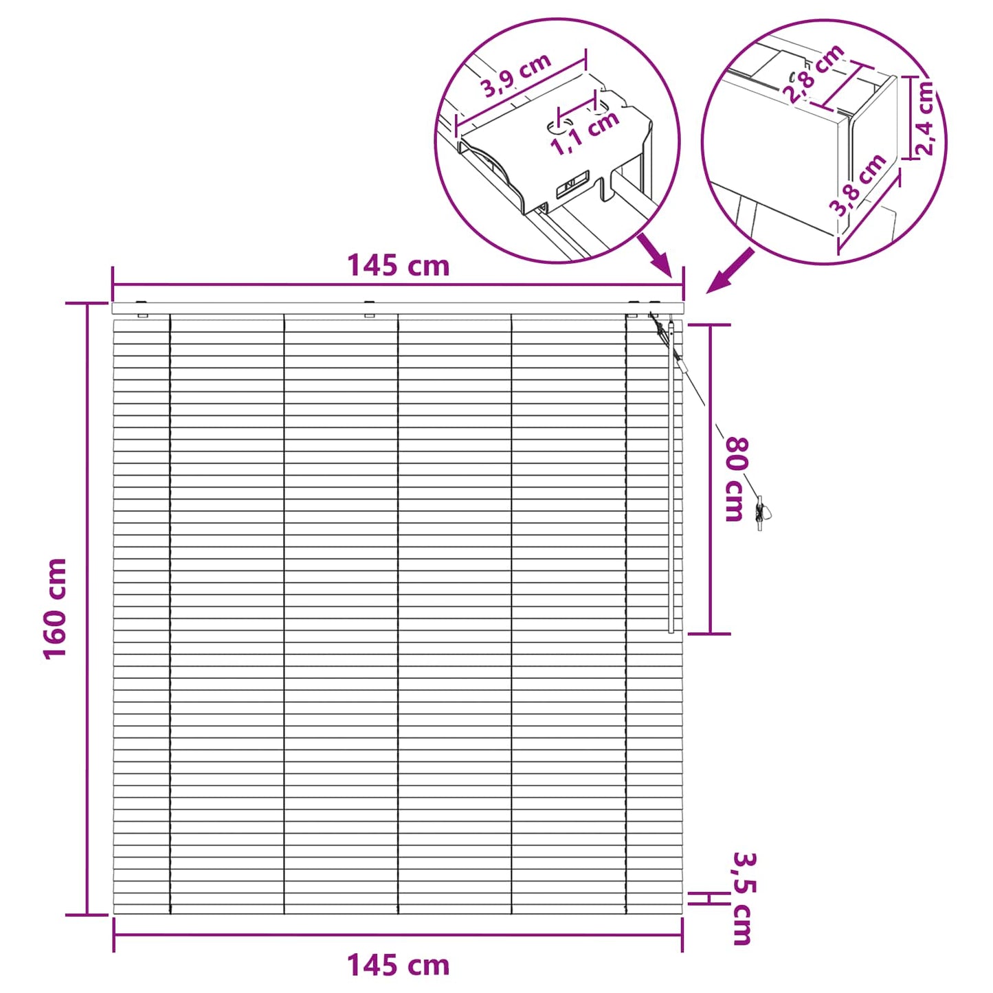 Venetian Blind Dark Brown 145 x 160 cm 35 mm