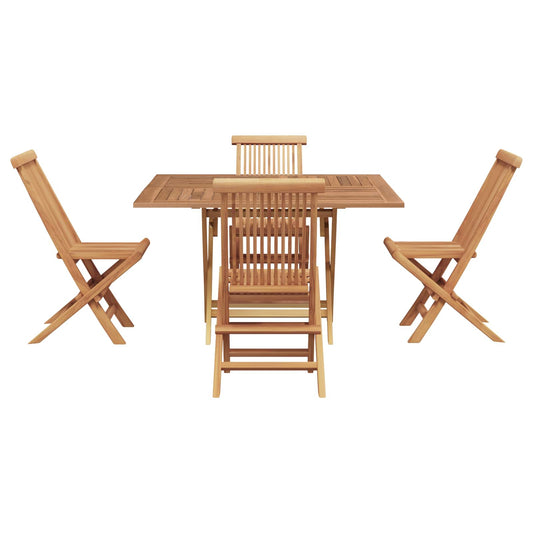 Garden Dining Set Folding Brown Soild Teak Wood