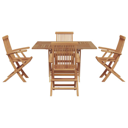 Garden Dining Set Folding Brown Soild Teak Wood