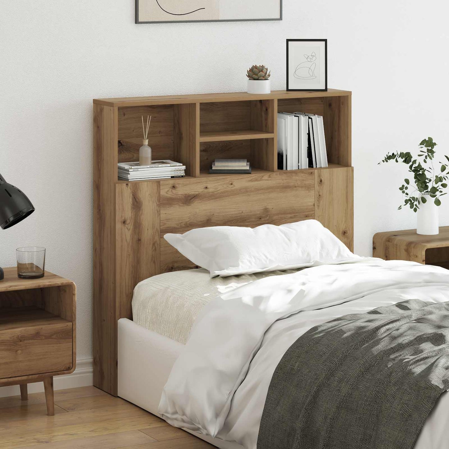 Headboard Cabinet Artisan Oak Engineered Wood
