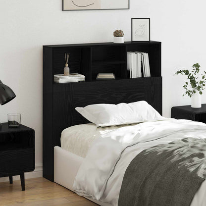 Headboard Cabinet Black Oak Engineered Wood