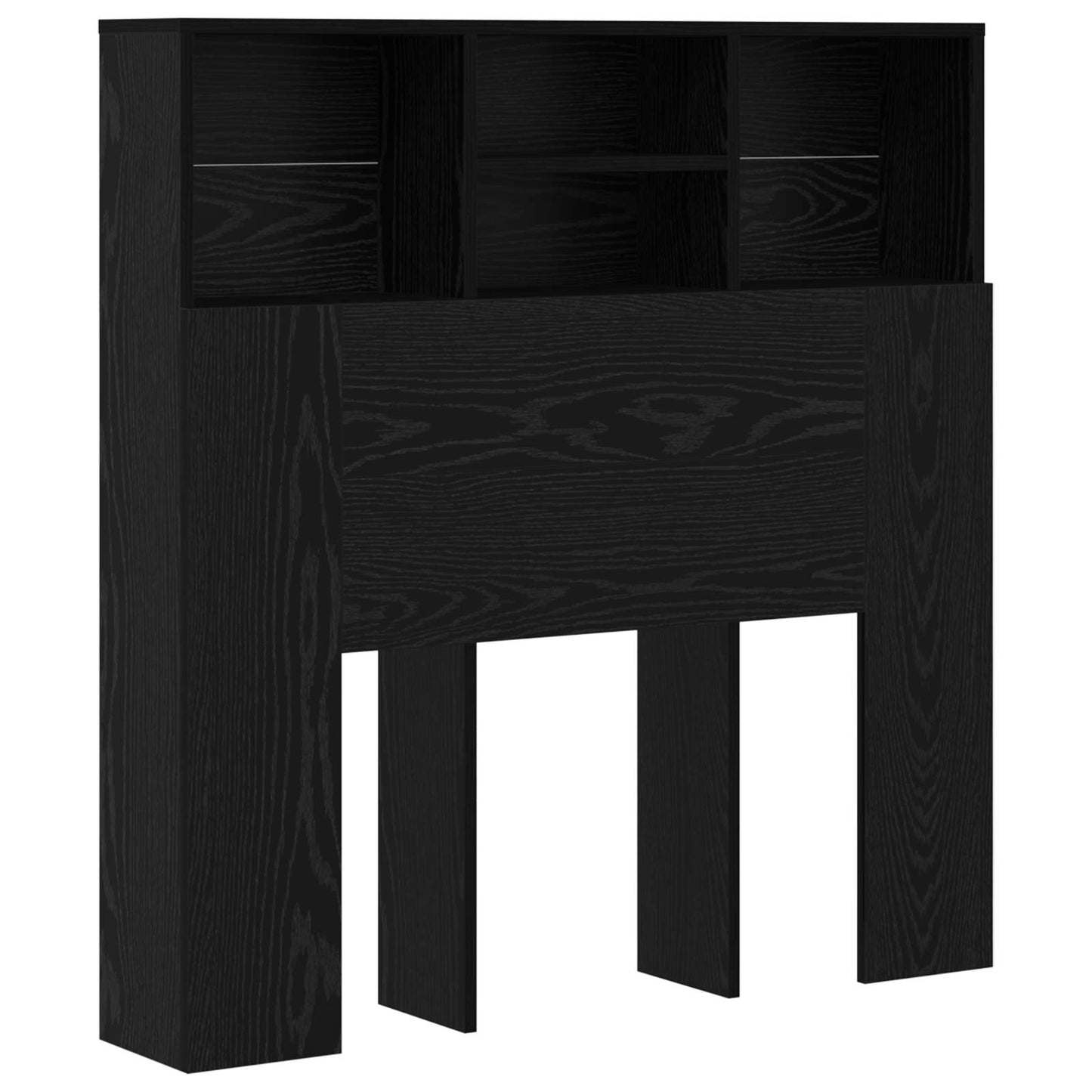 Headboard Cabinet Black Oak Engineered Wood