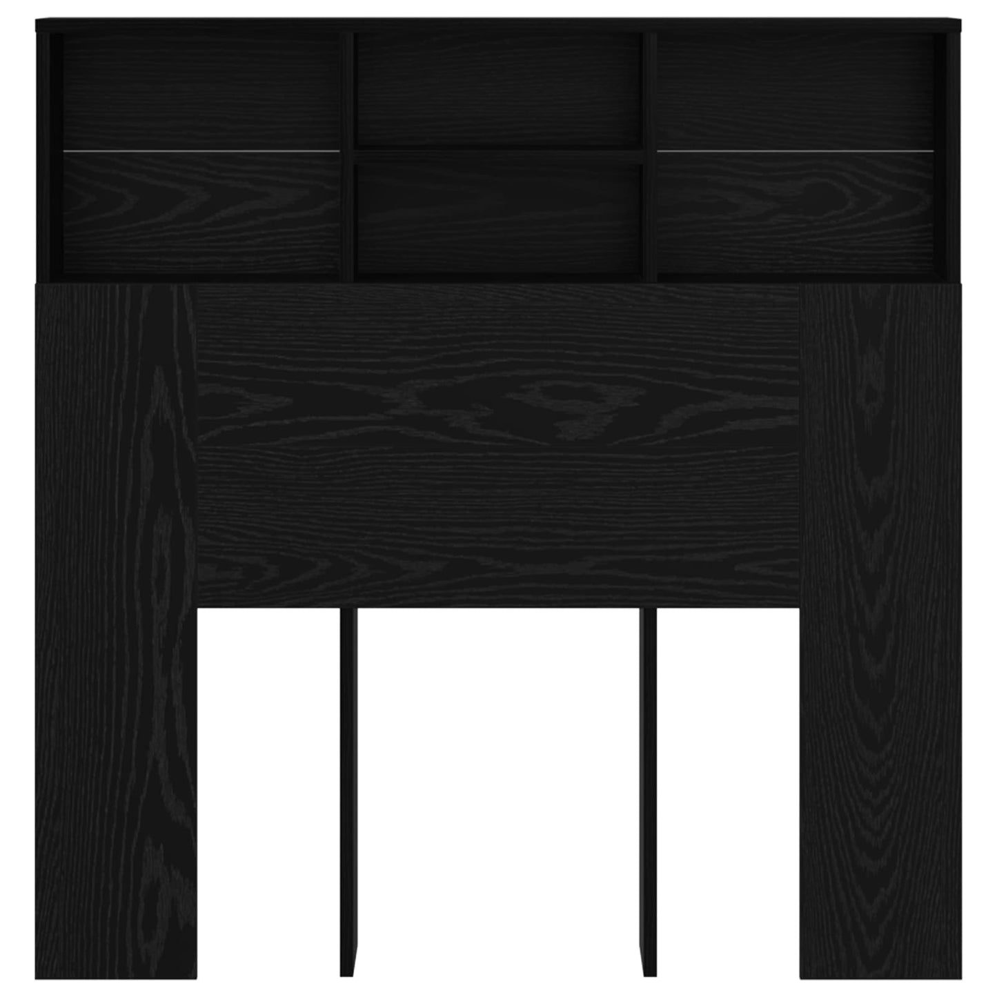 Headboard Cabinet Black Oak Engineered Wood