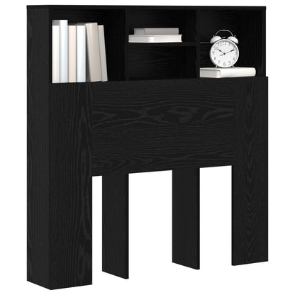 Headboard Cabinet Black Oak Engineered Wood