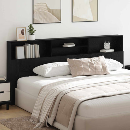 Headboard Cabinet Black Oak Engineered Wood