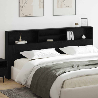 Headboard Cabinet Black Oak 220 x 19 x 101.5 cm Engineered Wood