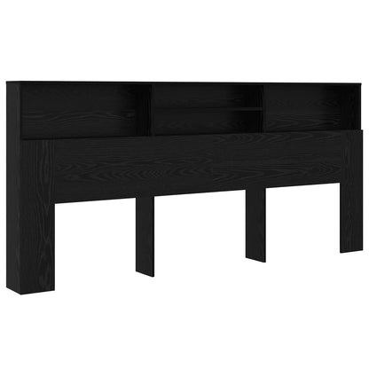 Headboard Cabinet Black Oak Engineered Wood