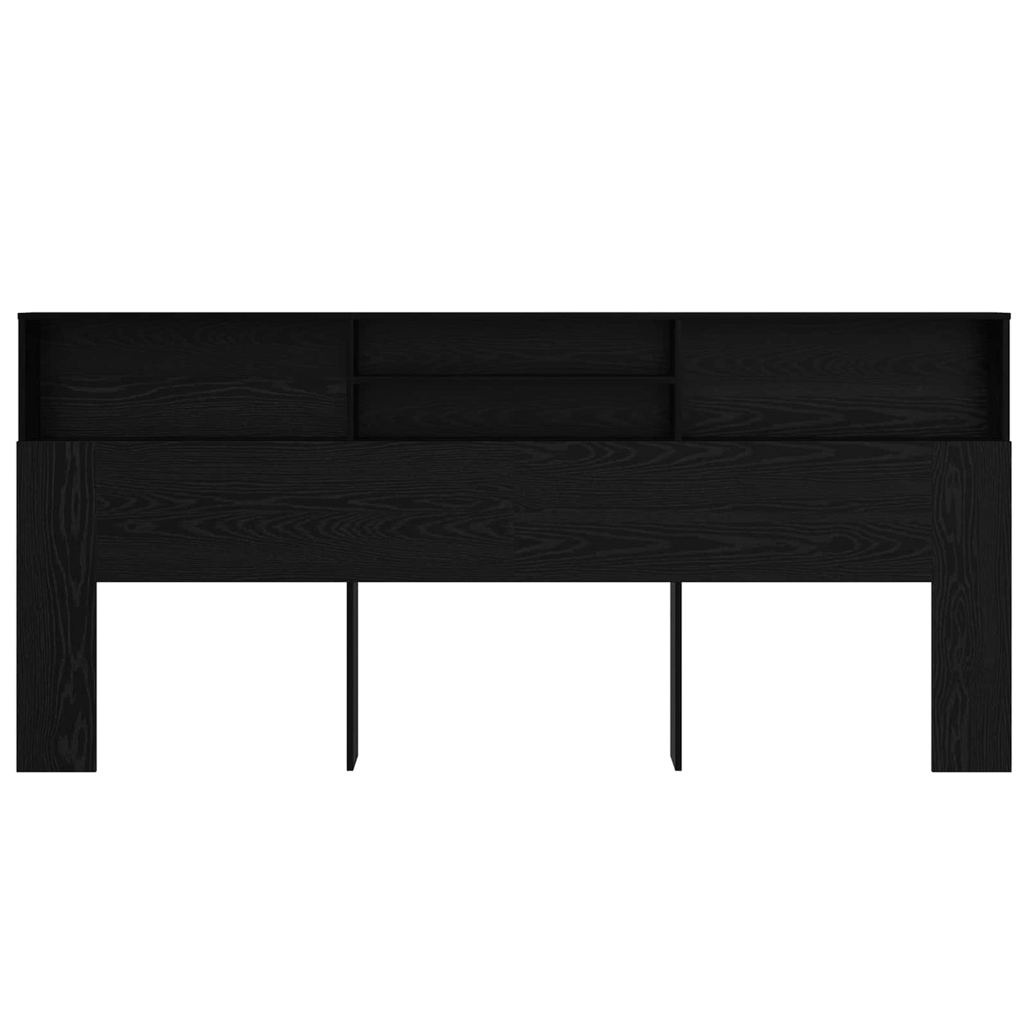 Headboard Cabinet Black Oak Engineered Wood