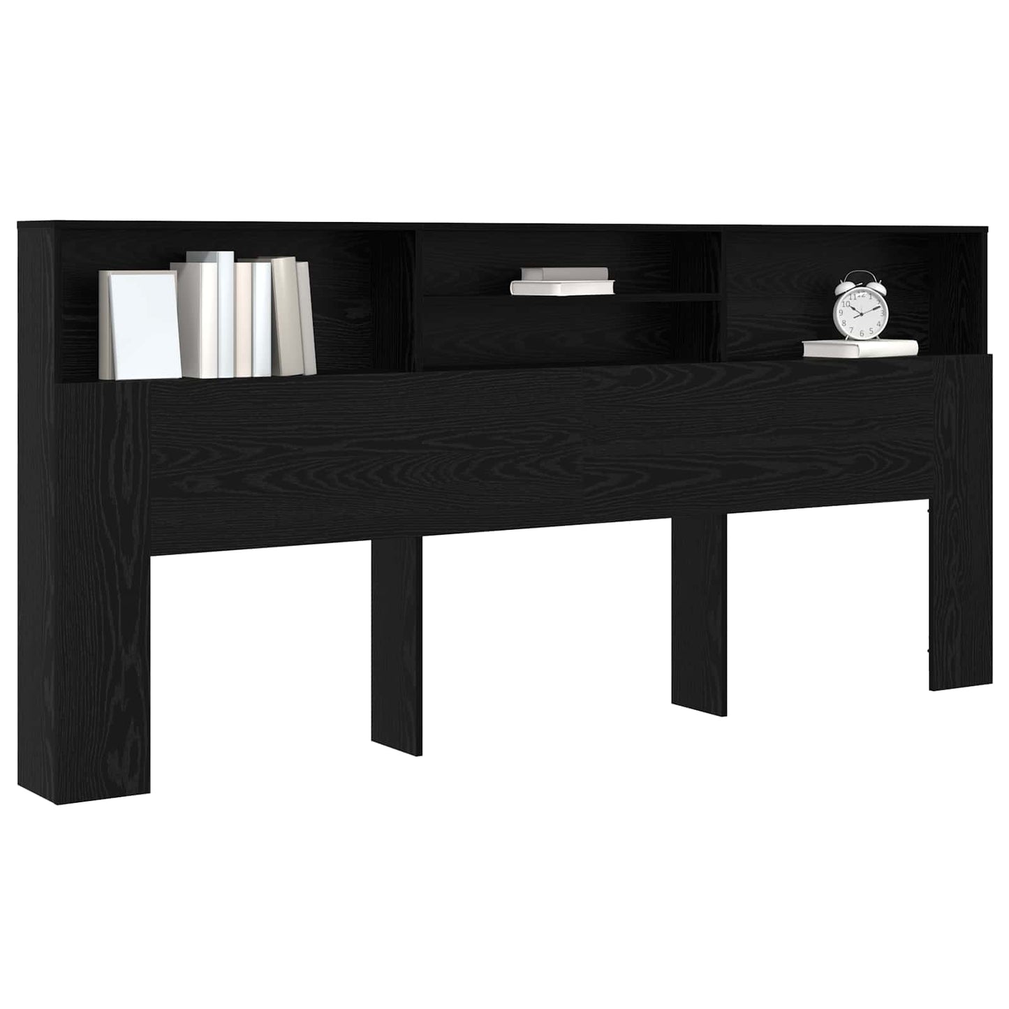 Headboard Cabinet Black Oak Engineered Wood