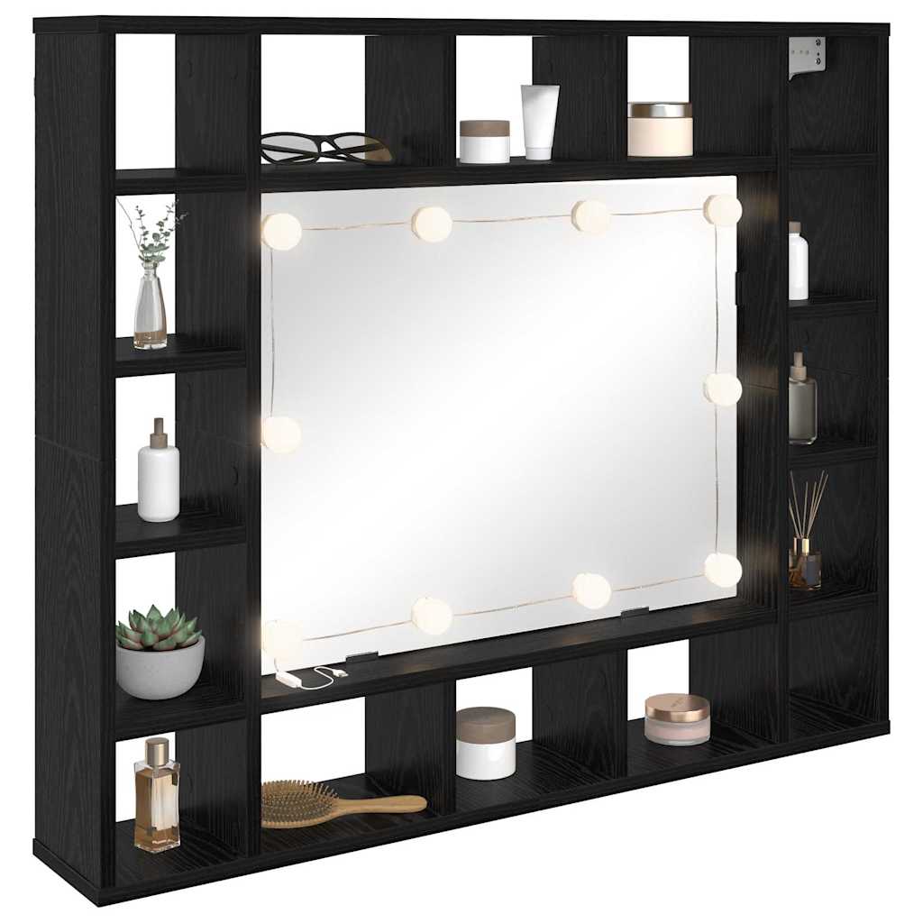 Mirror Cabinet Black Oak 91 x 15 x 76.5 cm Engineered Wood
