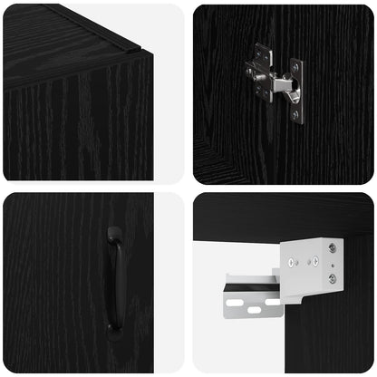 Wall Cabinet Black Oak 69.5 x 34 x 90 cm Engineered Wood