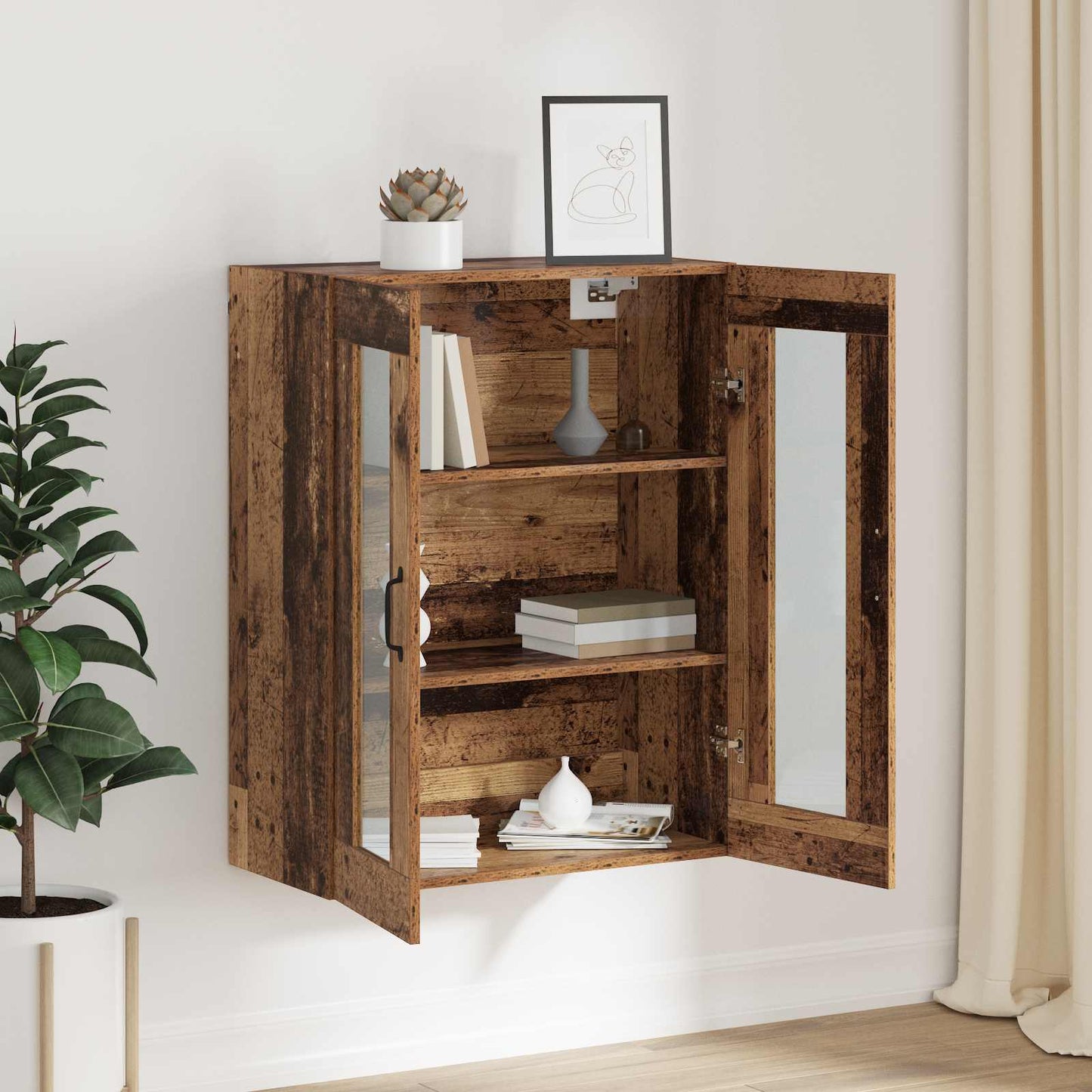 Storage Cabinet Wall-mounted Old Wood 69.5 x 34 x 90 cm
