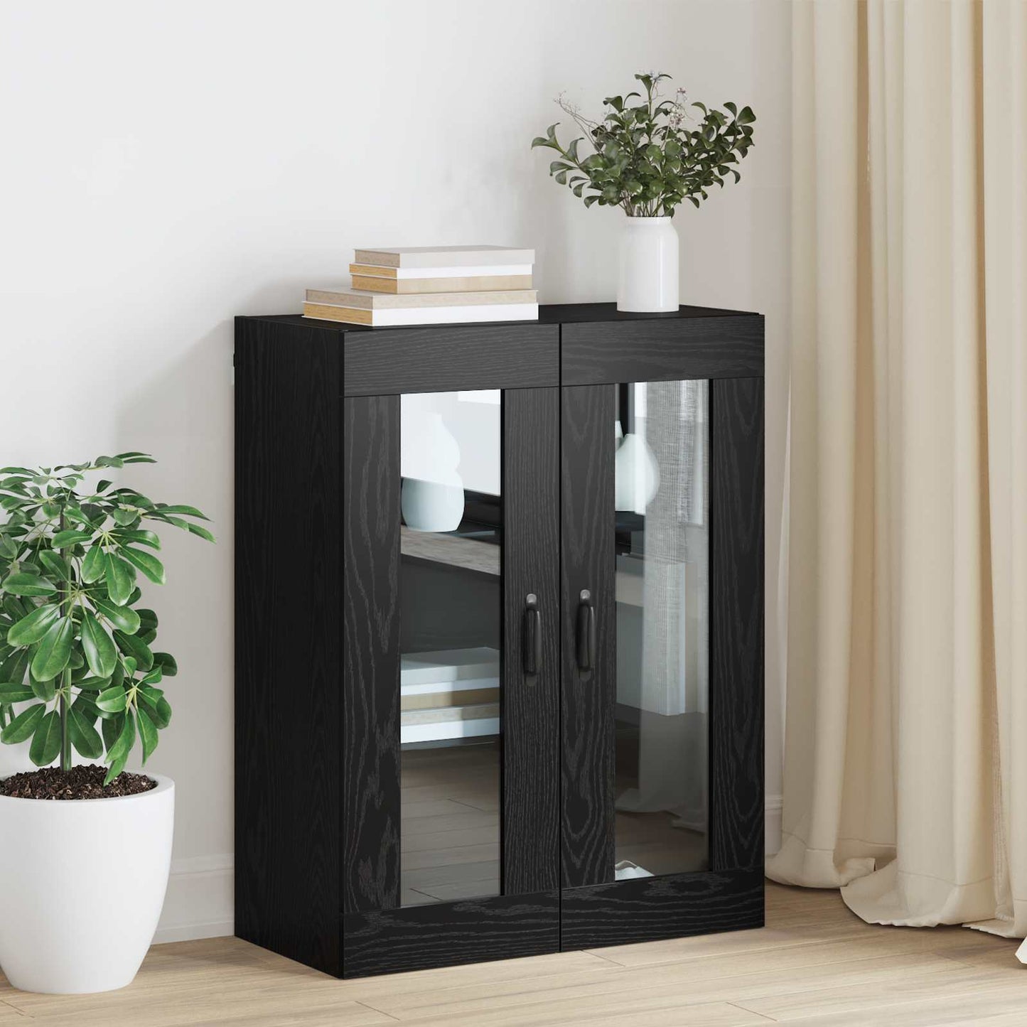 Storage Cabinet Wall-mounted Black Oak 69.5 x 34 x 90 cm