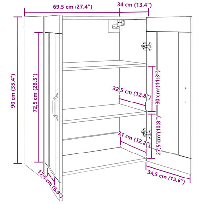 Storage Cabinet Wall-mounted Black Oak 69.5 x 34 x 90 cm