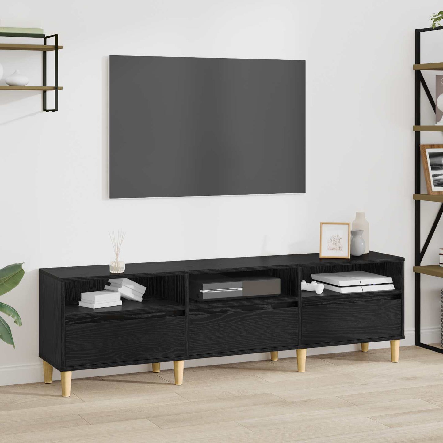 TV Cabinet 150 x 30 x 45 cm Black Oak Engineered Wood