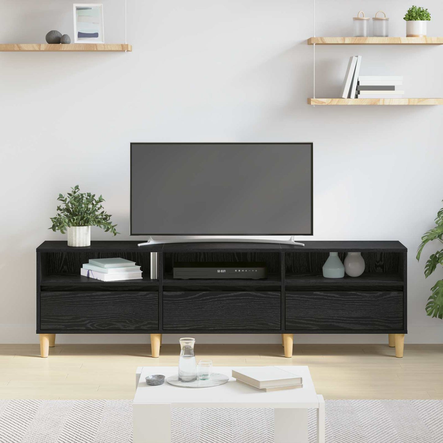 TV Cabinet 150 x 30 x 45 cm Black Oak Engineered Wood
