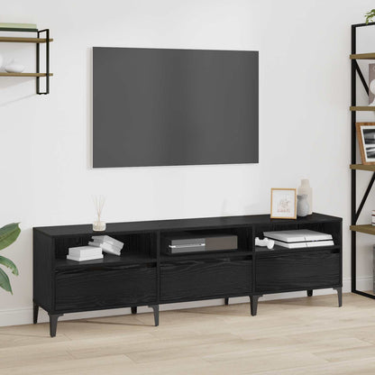 TV Cabinet Black Oak 150 x 30 x 45 cm Engineered Wood and Iron