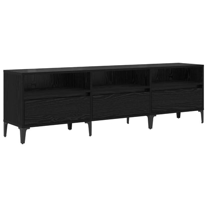 TV Cabinet Black Oak 150 x 30 x 45 cm Engineered Wood and Iron