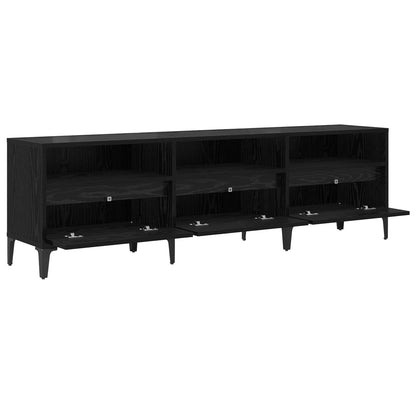 TV Cabinet Black Oak 150 x 30 x 45 cm Engineered Wood and Iron