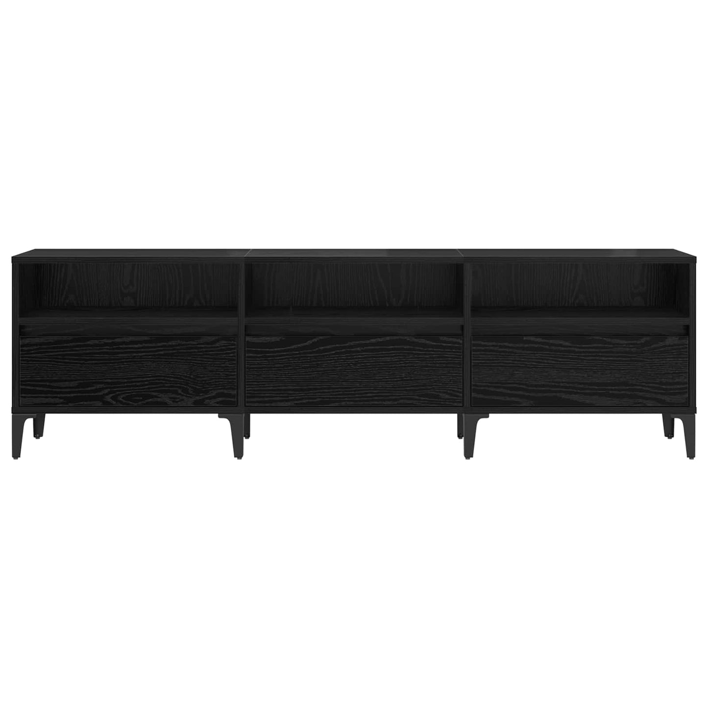 TV Cabinet Black Oak 150 x 30 x 45 cm Engineered Wood and Iron