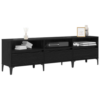 TV Cabinet Black Oak 150 x 30 x 45 cm Engineered Wood and Iron
