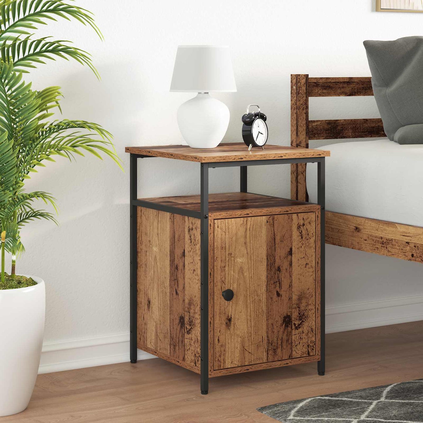 Bedside Cabinet with Drawer 2 pcs Old wood Engineered Wood