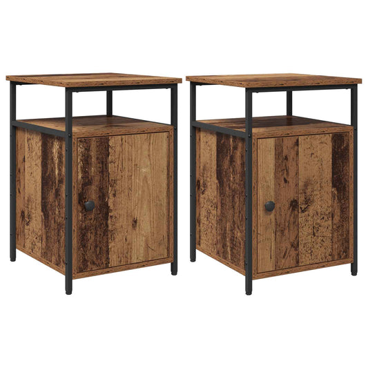 Bedside Cabinet with Drawer 2 pcs Old wood Engineered Wood