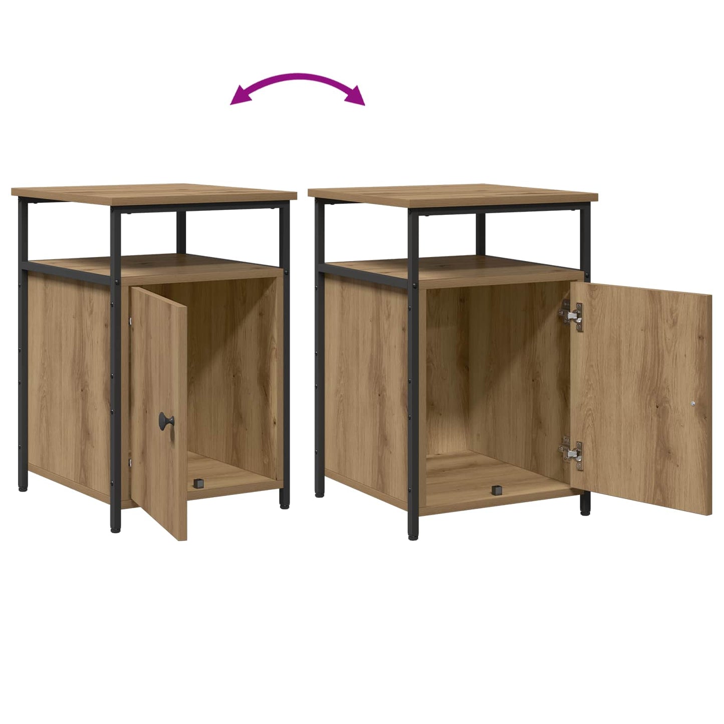 Bedside Cabinet Artisan oak Engineered Wood