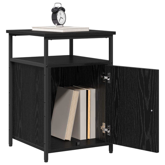 Bedside Cabinet with Drawer Black oak Engineered Wood