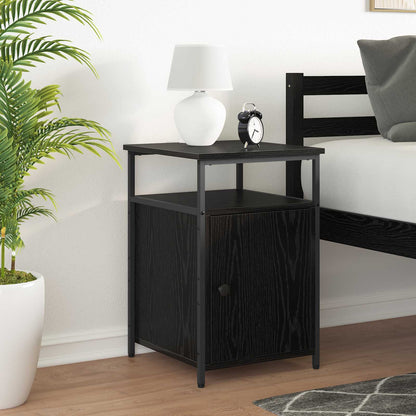 Bedside Cabinet with Drawer 2 pcs Black oak Engineered Wood