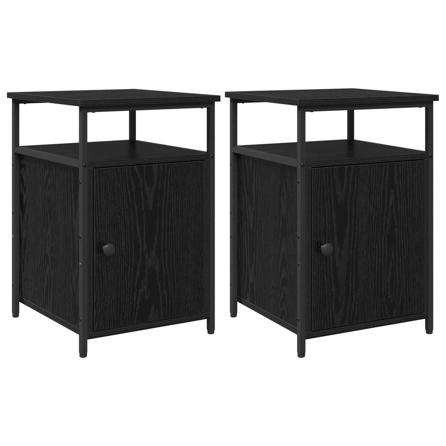 Bedside Cabinet with Drawer 2 pcs Black oak Engineered Wood