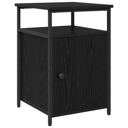 Bedside Cabinet with Drawer 2 pcs Black oak Engineered Wood